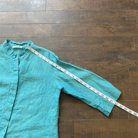 Bryn  Walker Teal linen blouse - Picture 9 of 12